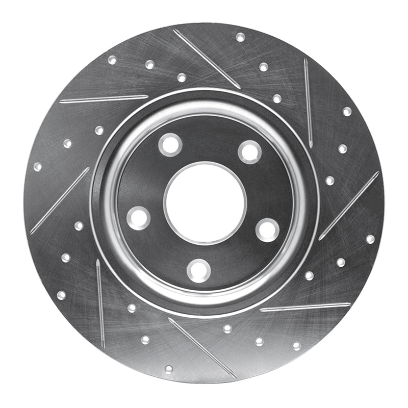 Chrysler Town & Country Brake Rotor (1) - Rear Left - R1 Concepts - Drilled & Slotted - Silver - `12-`20
